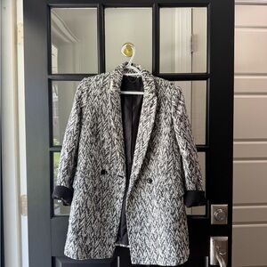 Banana Republic Black & White Herringbone Blazer Coat